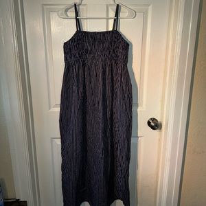 NWT A New Day blue and grey striped spaghetti strap smocked midi / maxi dress